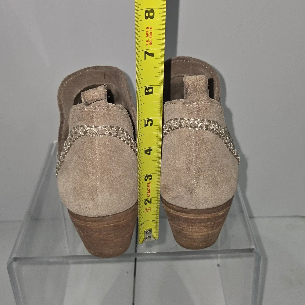 Sole Society Womens 7.5 Taupe Suede Braided Ankle Booties Pointed Toe AC445